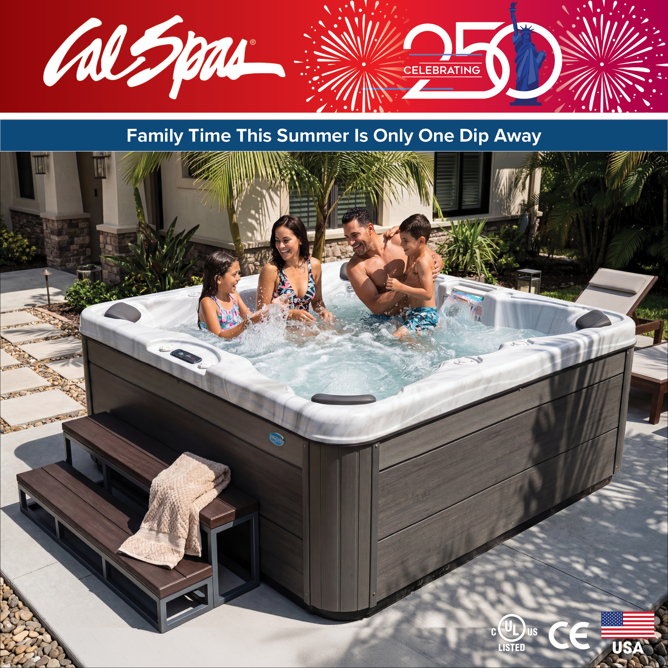 Calspas hot tub being used in a family setting - Fort Myers